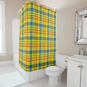 Rideaux De Douche Dessin à carreaux tartan jaune orange bleu