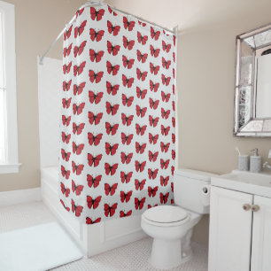 Rideaux De Douche Dessin à papillon rouge