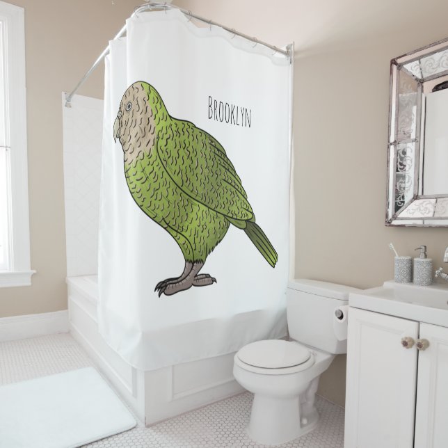 Rideaux De Douche dessin animé d'oiseaux de Kakapo (En situation)