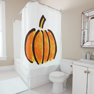 Rideaux De Douche Dessin au crayon Citrouille d'Halloween, Citrouill