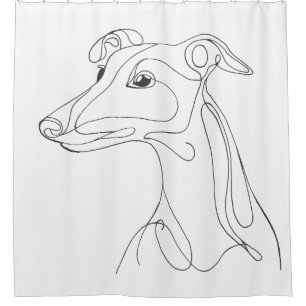 Rideaux De Douche Dessin au trait de Greyhound peint à la main