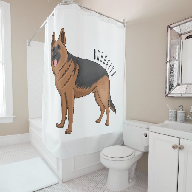 Rideaux De Douche dessin de berger allemand (En situation)