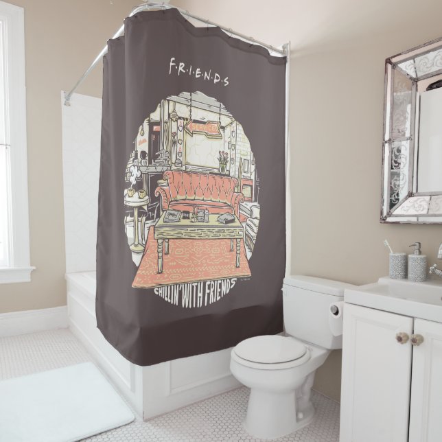 Rideaux De Douche Dessin de Chillin avec AMIS™ (En situation)