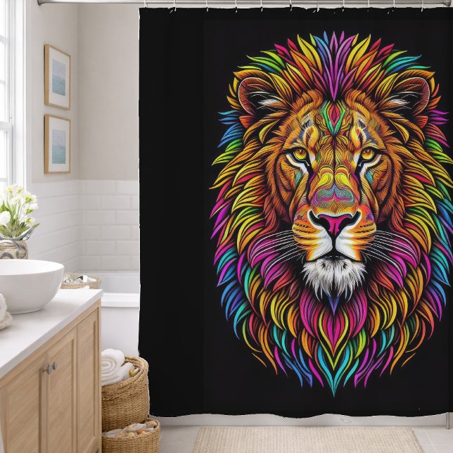 Rideaux De Douche Dessin de lion coloré (Créateur téléchargé)
