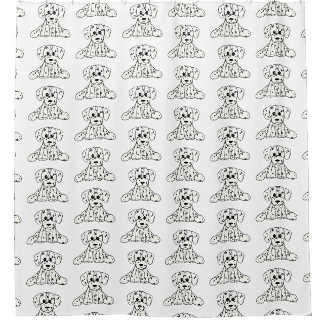 Rideaux De Douche Dessin simple de contour de chien en peluche dalma (Devant)