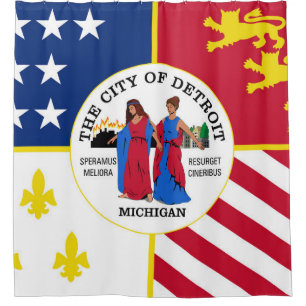 Rideaux De Douche Detroit city flag USA united states america symbol