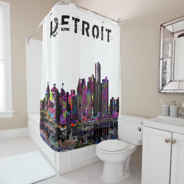 Rideaux De Douche Detroit, Michigan, graffiti (En situation)