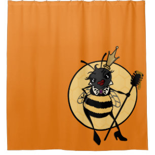 RIDEAUX DE DOUCHE DEUIL DE DOUCHE À BEE GRAPHIQUE CUTE QUEEN