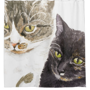 Rideaux De Douche Deux chats - tabby et tortie