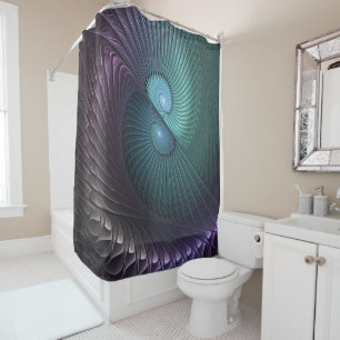 Rideaux De Douche Deux spirales colorées art fractal abstrait modern