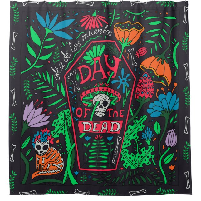 Rideaux De Douche Dia de los Muertos : Jeu de cartes de fête (Devant)
