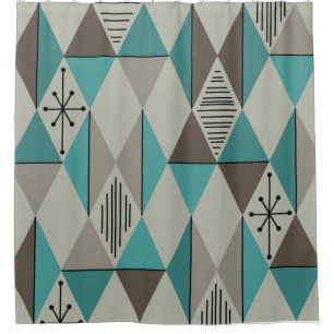 Rideaux De Douche Diamants d'art de l'âge atomique gris turquoise