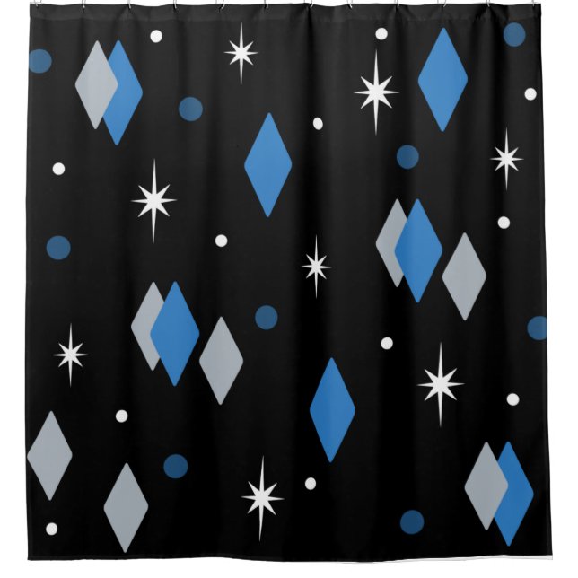 Rideaux De Douche Diamants de l'âge de l'espace bleu noir (Devant)