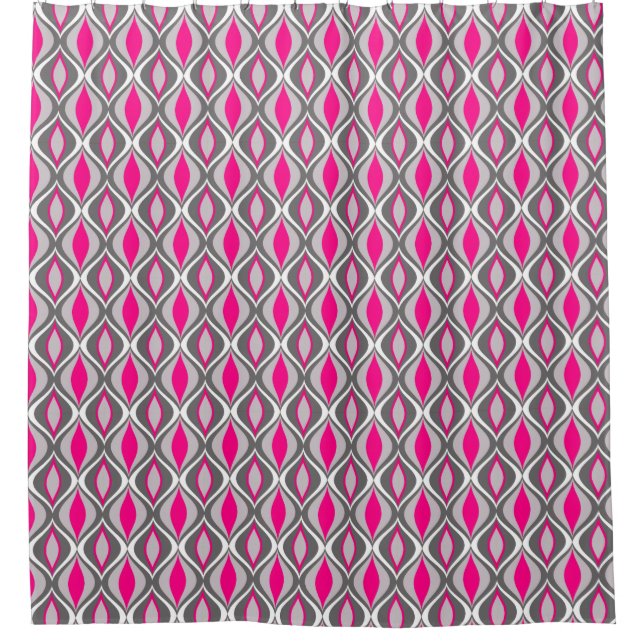 Rideaux De Douche Diamants modernes du milieu du siècle, Fuchsia et  (Devant)