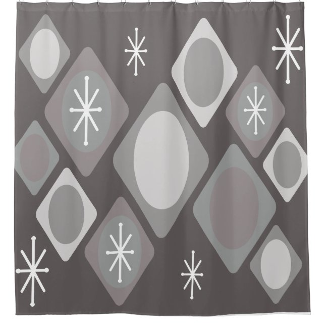 Rideaux De Douche Diamants Ovales Starbursts gris foncé (Devant)
