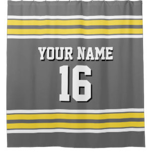 Rideaux De Douche Dim Grey avec Yellow White Stripes Sports Jersey
