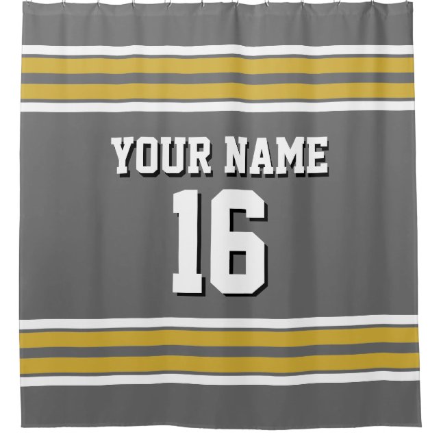 Rideaux De Douche Dim Grey Gold White Strips Sports Jersey (Devant)