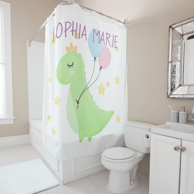 Rideaux De Douche Dinosaure à ballons (En situation)