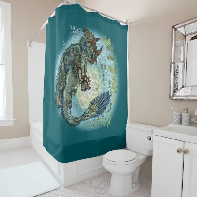 Rideaux De Douche Dinosaure de tri-turtletops (En situation)
