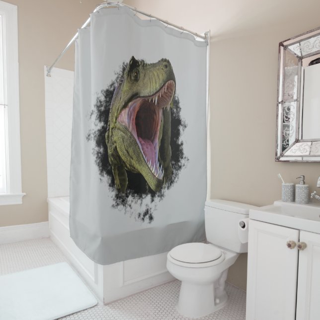 Rideaux De Douche Dinosaure Tyrannosaurus Dans Le Trou Jurassique (En situation)