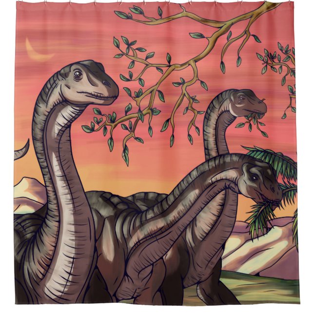 Rideaux De Douche Dinosaures à Dusk (Devant)