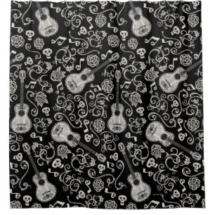 Rideaux De Douche Disney Pixar Coco Guitare et Motif Rose