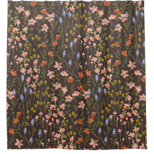 Rideaux De Douche Ditsy Flowers : Vintage Mille-Fleur Motif