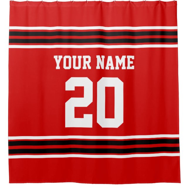 Rideaux De Douche do-it-yourself Couleurs Team Jersey Stripes Rouge  (Devant)