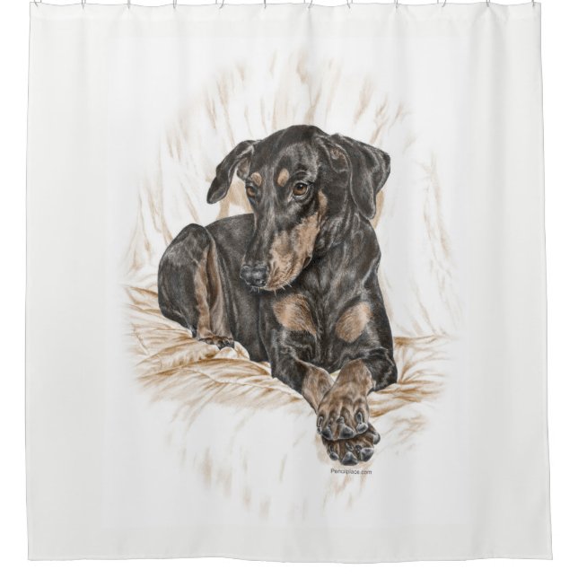 Rideaux De Douche Doberman Chien Oreilles naturelles pour les clés (Devant)