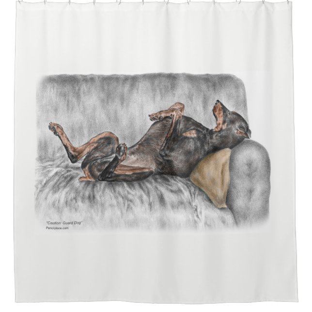Rideaux De Douche Doberman drôle sur Sofa (Devant)