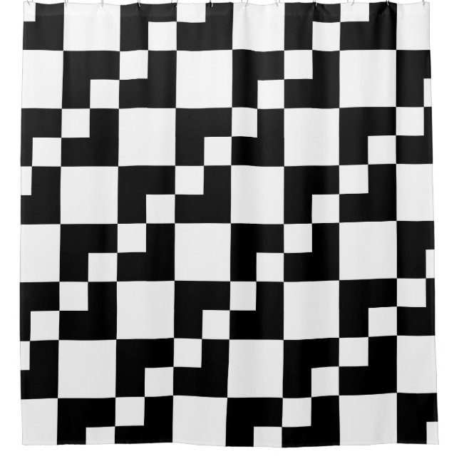 Rideaux De Douche Domino en Patchwork - Noir et Blanc (Devant)