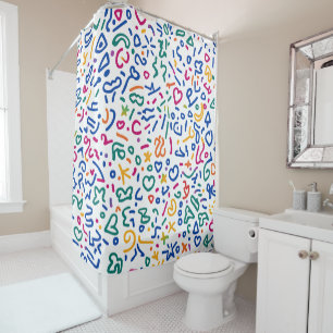 Rideaux De Douche Doodle amusant coloré formes vibrantes