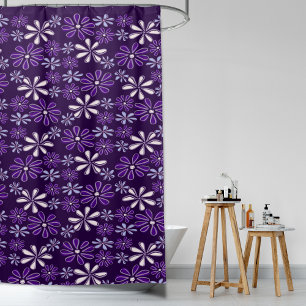 Rideaux De Douche Doodle vintage de fleurs violettes foncées