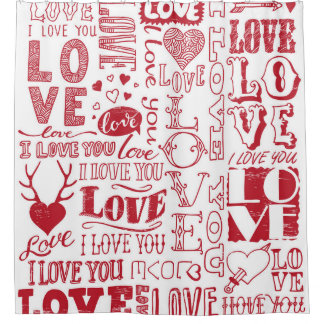 Rideaux De Douche Doodles d'amour dessinés à la main 