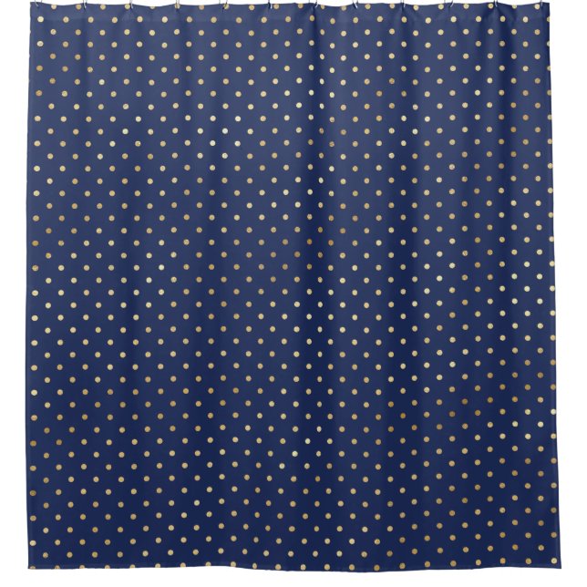 Rideaux De Douche Dots Marine et Or Moderne Chic (Devant)