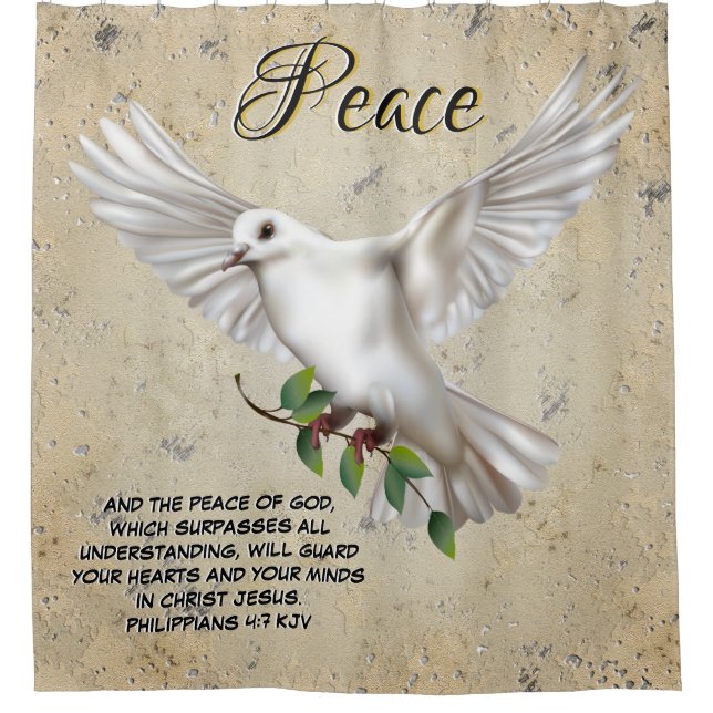Rideaux De Douche Dove de la paix Scripture personnalisée Verse (Devant)