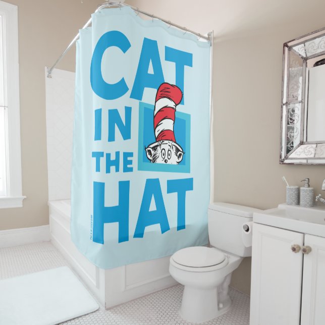 Rideaux De Douche Dr Seuss | Chat dans le logo du Casquette (En situation)