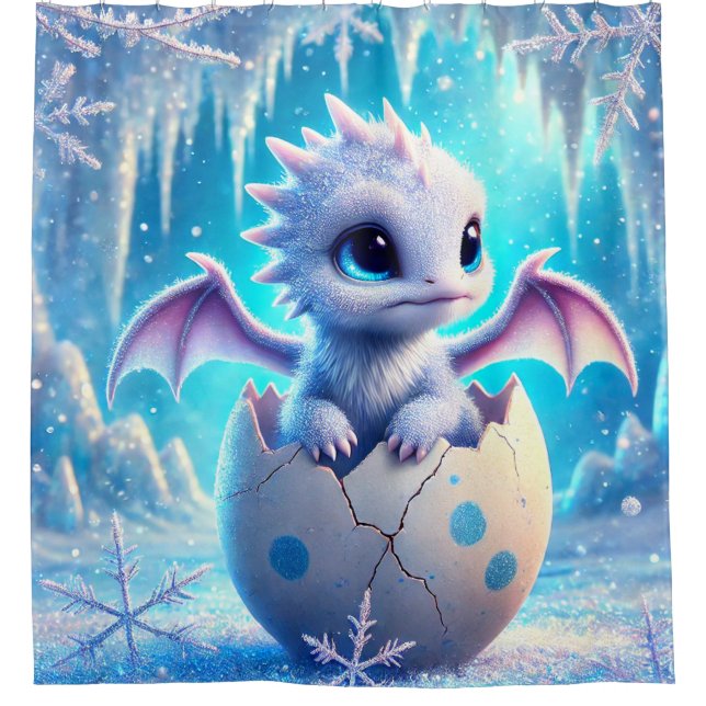 Rideaux De Douche Dragon Bébé d'hiver (Devant)