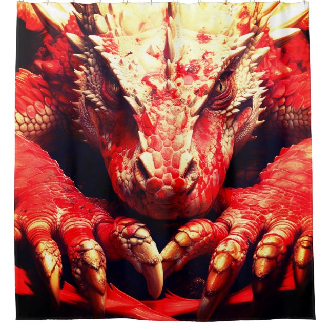 Rideaux De Douche Dragon rouge (Devant)