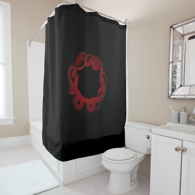 Rideaux De Douche Dragon Rouge  (En situation)
