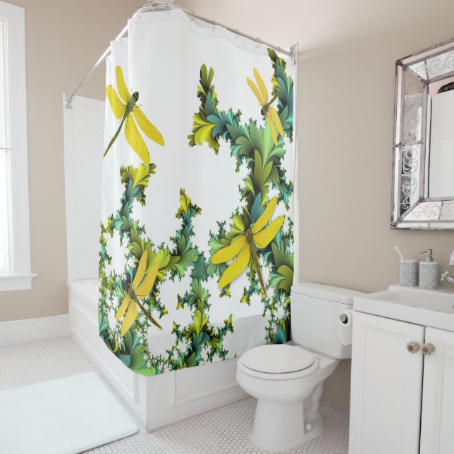 Rideaux De Douche Dragonflies jaunes (En situation)