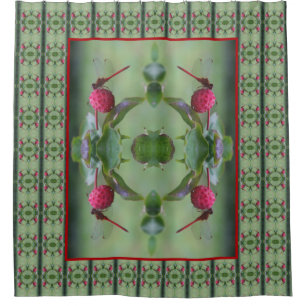 Rideaux De Douche Dragonfly Rouge sur le Fruit de Dogwood Abstrait