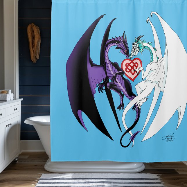 Rideaux De Douche Dragons Love Heart Blue (Créateur téléchargé)