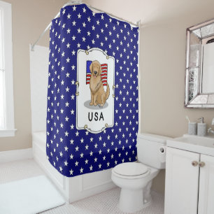 Rideaux De Douche Drapeau américain Golden Retriever Dog
