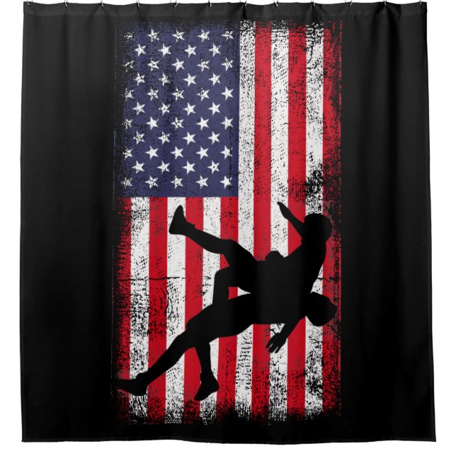 Rideaux De Douche Drapeau américain lutte contre le drapeau américai (Devant)