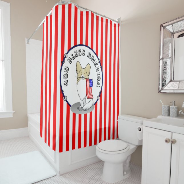 Rideaux De Douche Drapeau américain patriotique USA Papillon (citron (En situation)