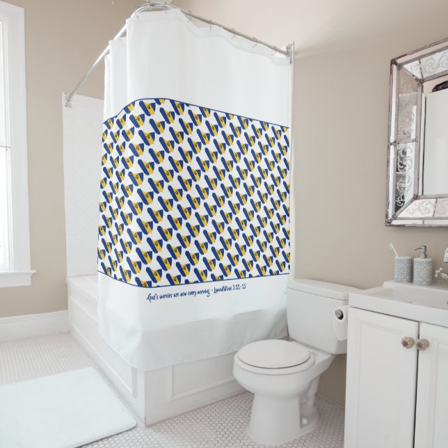Rideaux De Douche DRAPEAU BARBADOS | Écriture chrétienne personnalis (En situation)