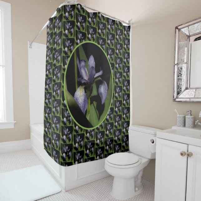 Rideaux De Douche Drapeau bleu Iris Motif (En situation)
