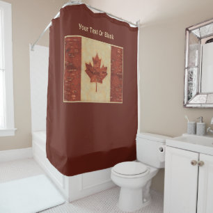 Rideaux De Douche Drapeau Canadien Sur L'Écorce De Birch Intérieur