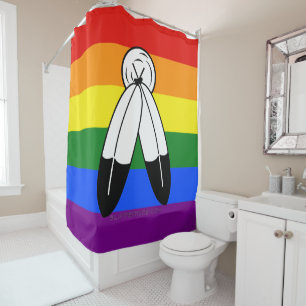 Rideaux De Douche Drapeau de fierté bispirituel de SlipperyJoe's sym